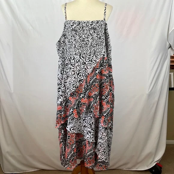 Lane Bryant Smocked Ruffle Boho Chiffon Sundress w/Removable Straps - Size 26 - Picture 1 of 15